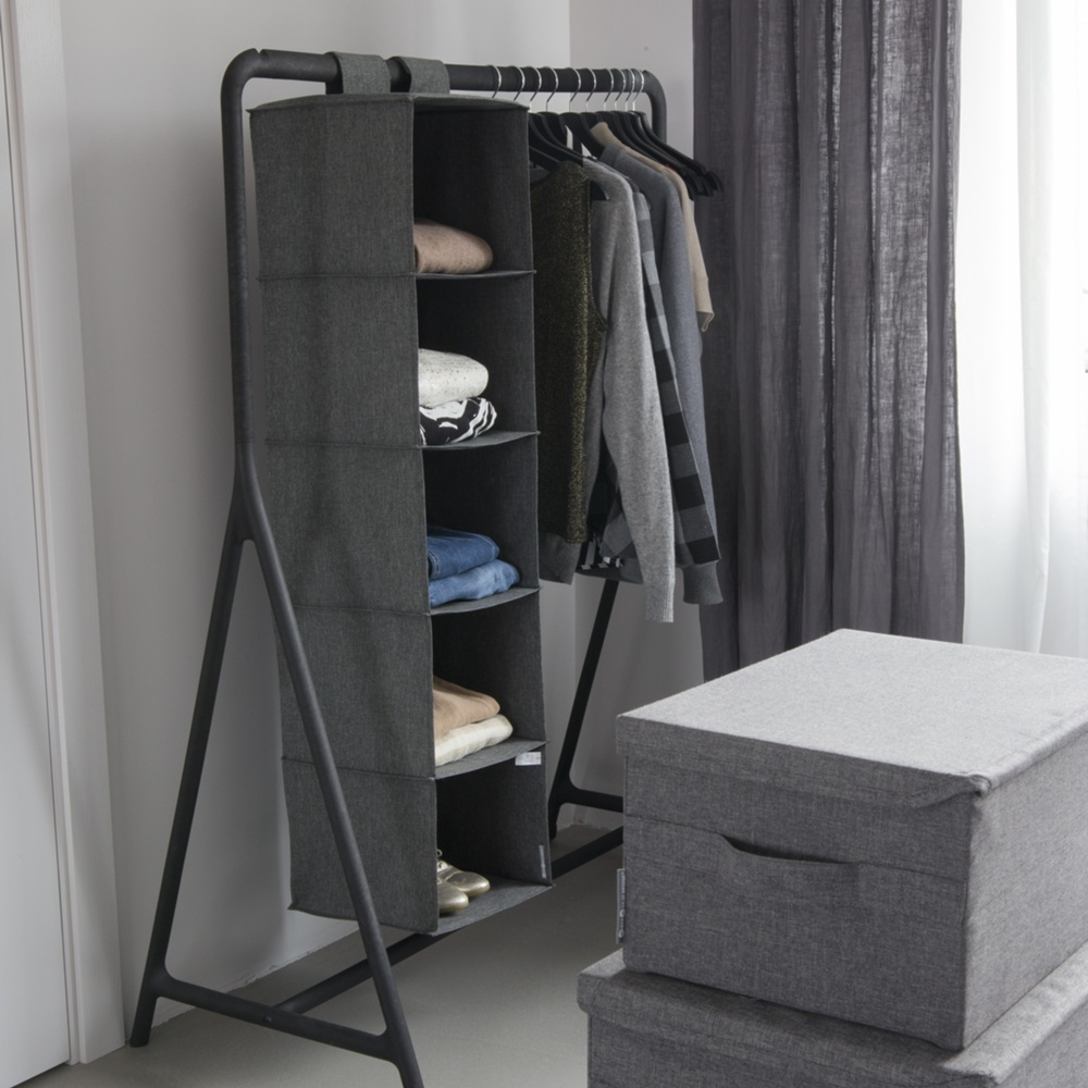 Hanging wardrobe, 5 compartments, BIGSO, 30 x 30 x H 133,5 cm, Grey in the group Storage / Wardrobe storage at SmartaSaker.se (41281)