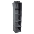 Hanging wardrobe storage 5 shelves, grey