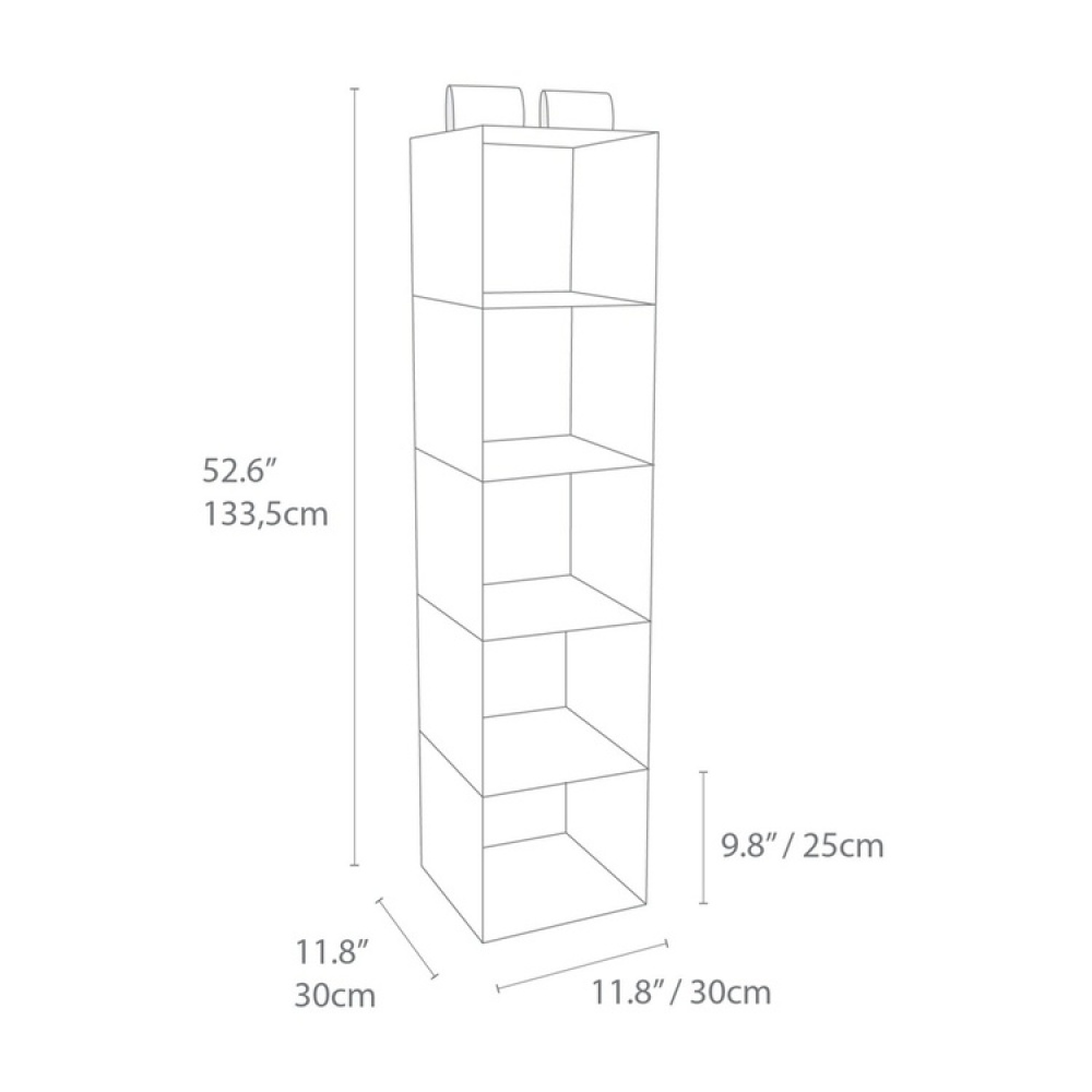Hanging wardrobe, 5 compartments, BIGSO, 30 x 30 x H 133,5 cm, Grey in the group Storage / Wardrobe storage at SmartaSaker.se (41281)