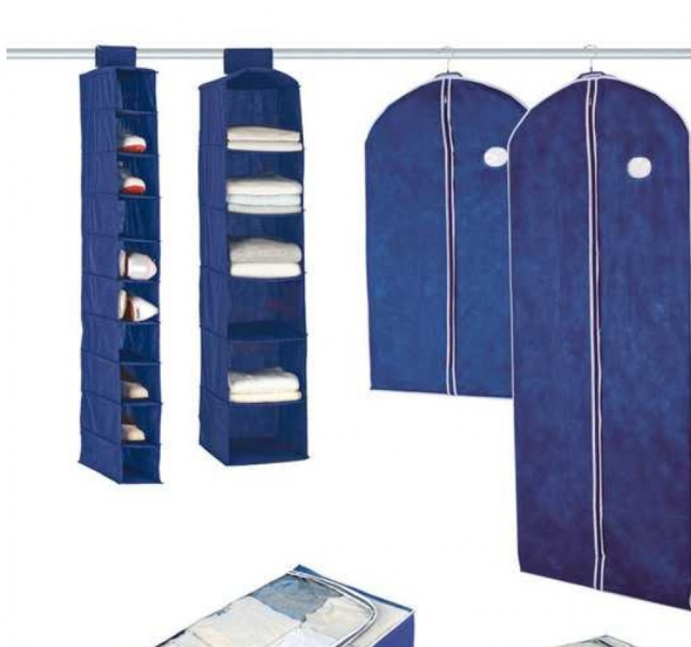 Hanging wardrobe, 6 compartments, AIR, 30 x 30 x 122 cm, Blue in the group Storage / Hallway storage / Hooks and hangers at SmartaSaker.se (41283)
