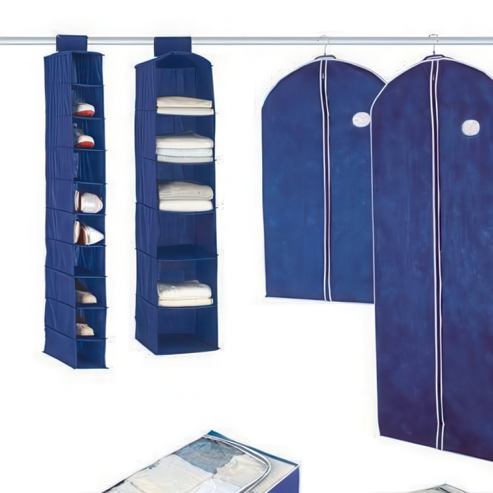 Hanging wardrobe, 6 compartments, AIR, 30 x 30 x 122 cm, Blue in the group Storage / Hallway storage / Hooks and hangers at SmartaSaker.se (41283)
