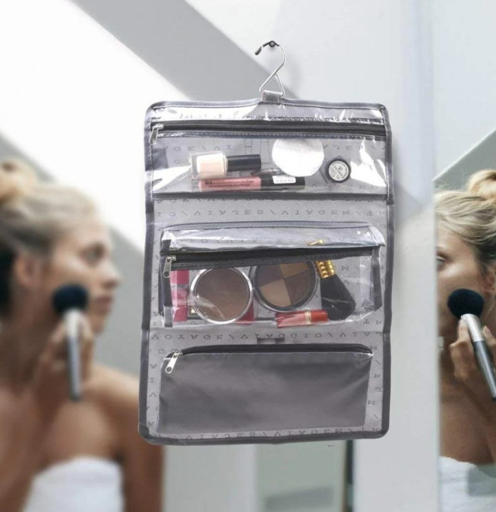 Hanging Toiletry Bag, super light, TRAVEL - SACCHETTO BEAUTY, 27 x H 39 cm, Grey in the group Storage / Travel storage / Toiletry bags at SmartaSaker.se (41284)