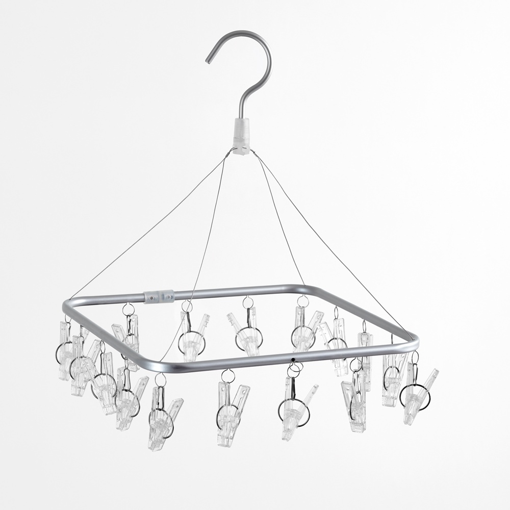 Hanging laundry drying rack, TENDERO CON PINZAS, 28,5 x 28 cm, Aluminium in the group Storage / Laundry and care / Drying racks at SmartaSaker.se (41285)