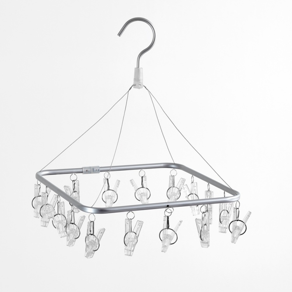 Hanging laundry drying rack, TENDERO CON PINZAS, 28,5 x 28 cm, Aluminium in the group Storage at SmartaSaker.se (41285)