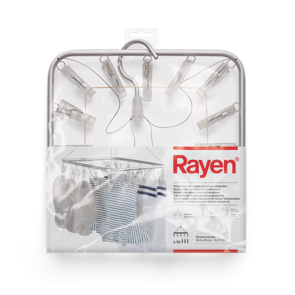 Hanging laundry drying rack, TENDERO CON PINZAS, 28,5 x 28 cm, Aluminium in the group Storage / Laundry and care / Drying racks at SmartaSaker.se (41285)