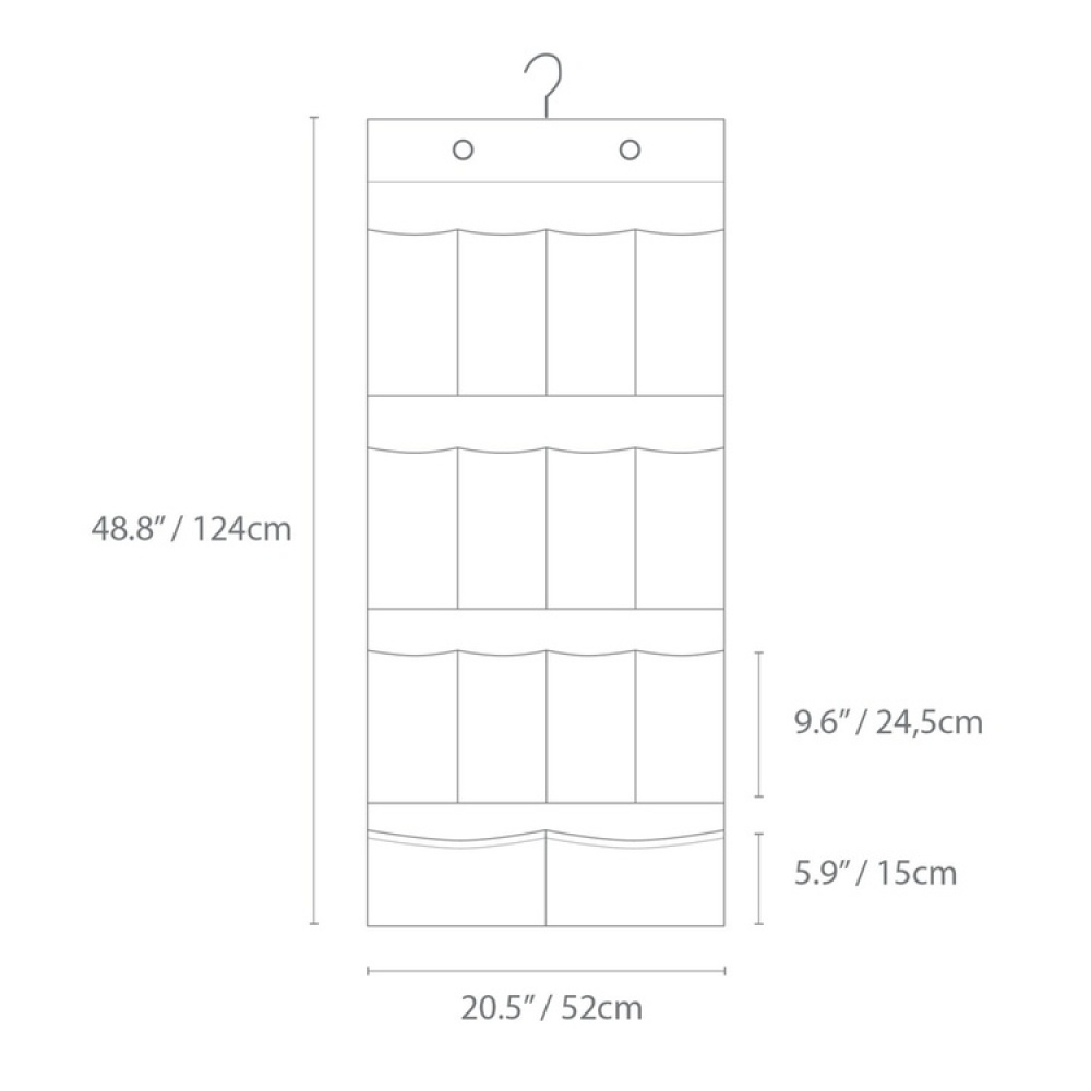 Hanging Storage, 14 compartments, BIGSO POCKET ORGANIZER, 52 x H 124 cm in the group Storage / Wardrobe storage / Shoe storage at SmartaSaker.se (41286)