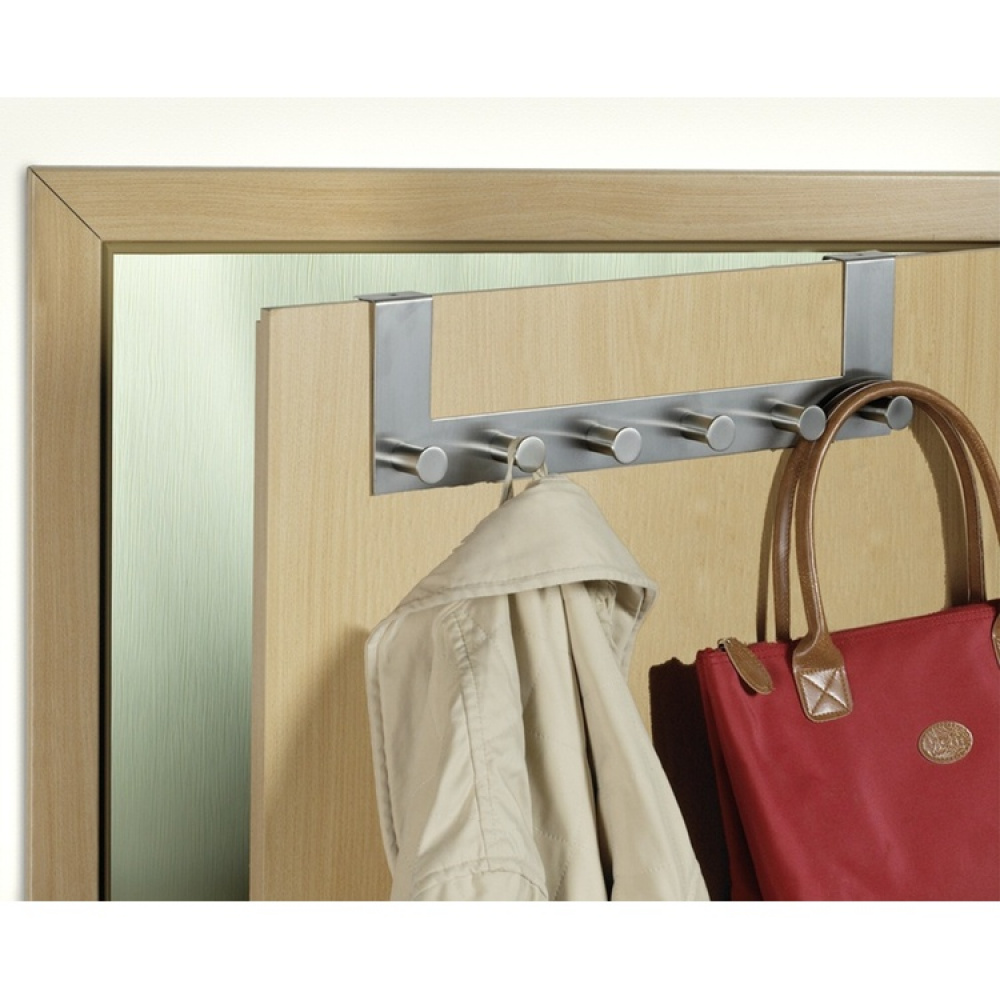 Hanger for door, CELANO, 2 cm, 6 hooks, Stainless steel in the group Storage / Bedroom storage / Over door hooks at SmartaSaker.se (41292)