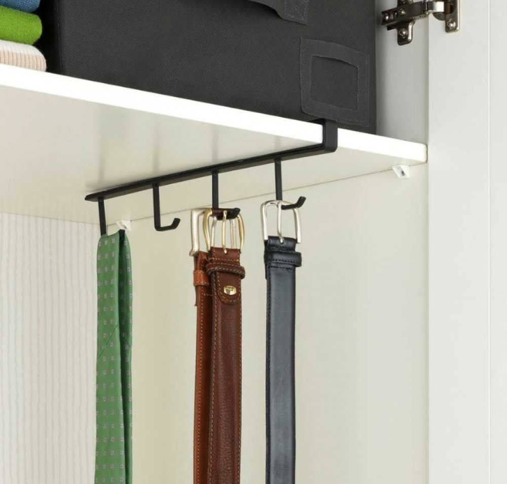 Under Cupboard Rack with 4 hooks, COFFEE CUP HANGER, Black in the group Storage / Kitchen storage / Kitchen cabinet organizers / Under shelf storage at SmartaSaker.se (41300)