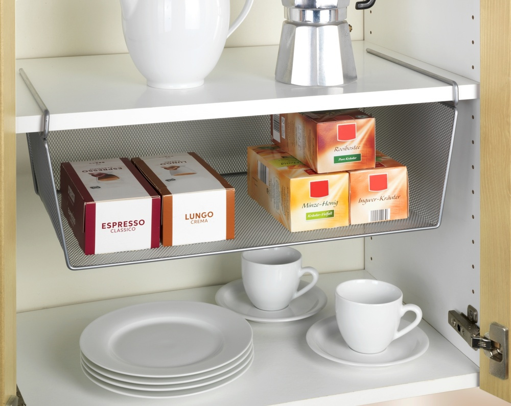 Under Shelf Storage Rack, Large, REGALEINHÄNGEKORB, 49 x 28 x H 18 cm, Silver-Grey in the group Storage / Kitchen storage / Kitchen cabinet organizers / Under shelf storage at SmartaSaker.se (41309)