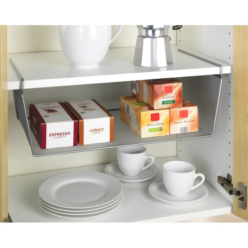 Under Shelf Storage Rack, Large, REGALEINHÄNGEKORB, 49 x 28 x H 18 cm, Silver-Grey in the group Storage / Kitchen storage / Kitchen cabinet organizers / Under shelf storage at SmartaSaker.se (41309)