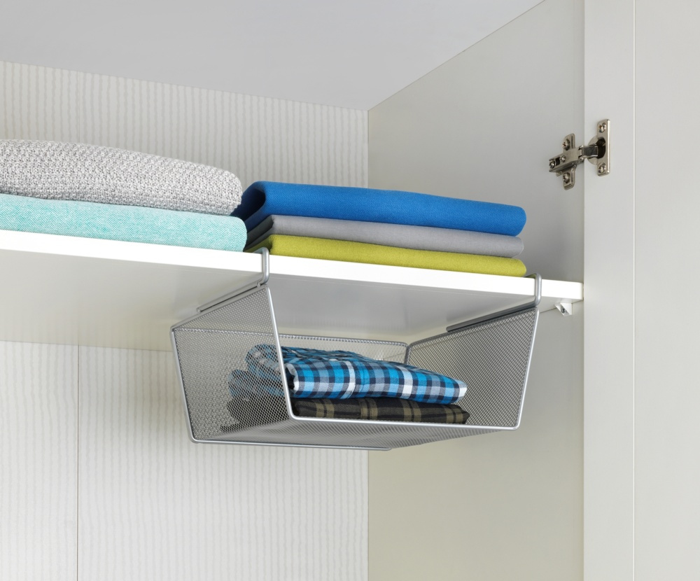 Under Shelf Storage Rack, REGALEINHÄNGEKORB, 27,5 x 28 x H 15 cm, Silver in the group Storage / Kitchen storage / Kitchen cabinet organizers / Under sink storage at SmartaSaker.se (41312)