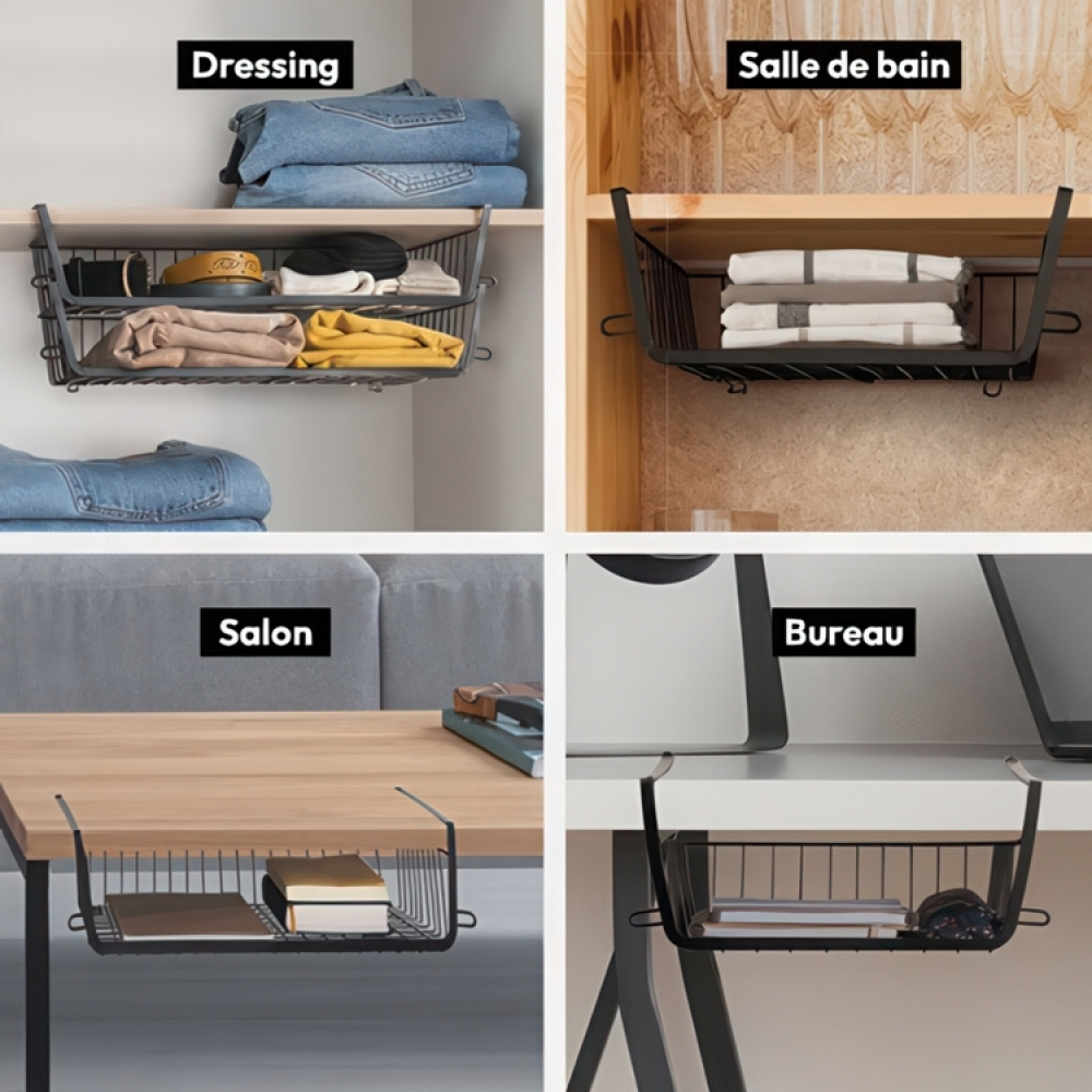 Hanging basket, Stackable, ÉTAGÈRE À SUSPENDRE, 31,5 x 31 x H 12 cm, Black in the group Storage / Kitchen storage / Kitchen cabinet organizers / Under shelf storage at SmartaSaker.se (41322)