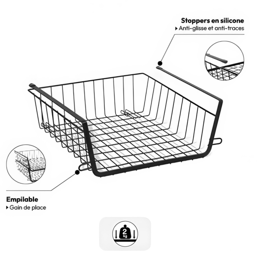 Hanging basket, Stackable, ÉTAGÈRE À SUSPENDRE, 31,5 x 31 x H 12 cm, Black in the group Storage / Kitchen storage / Kitchen cabinet organizers / Under shelf storage at SmartaSaker.se (41322)