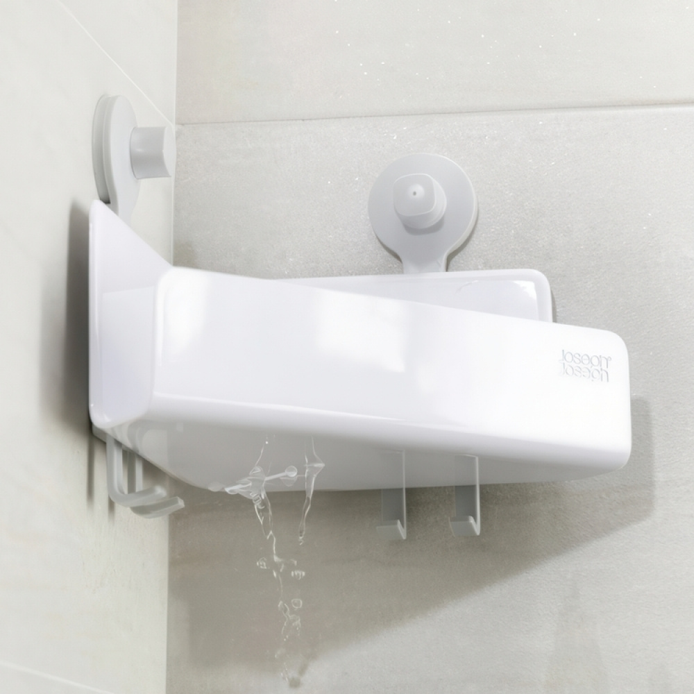 Corner Shower Shelf with Mirror, EASY STORE, 26.5 x 18 x H 22 cm, Joseph Joseph, White in the group Storage / Bathroom storage / Bath and shower caddies at SmartaSaker.se (41325)
