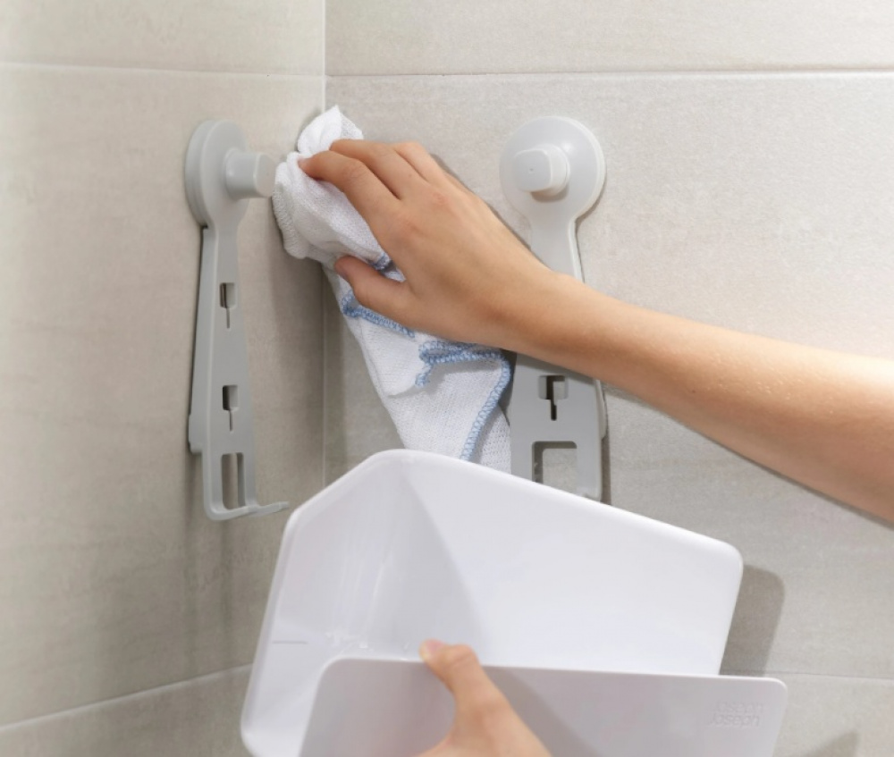 Corner Shower Shelf with Mirror, EASY STORE, 26.5 x 18 x H 22 cm, Joseph Joseph, White in the group Storage / Bathroom storage / Bath and shower caddies at SmartaSaker.se (41325)