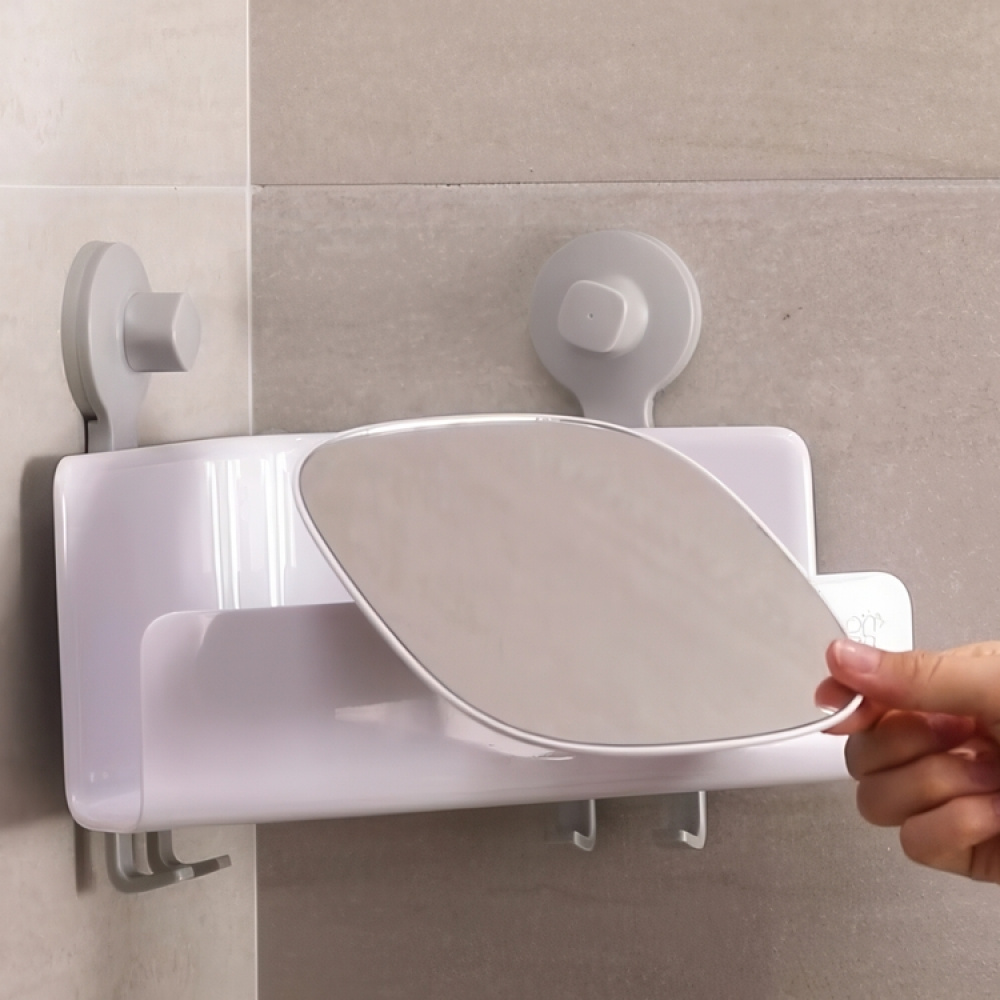 Corner Shower Shelf with Mirror, EASY STORE, 26.5 x 18 x H 22 cm, Joseph Joseph, White in the group Storage / Bathroom storage / Bath and shower caddies at SmartaSaker.se (41325)