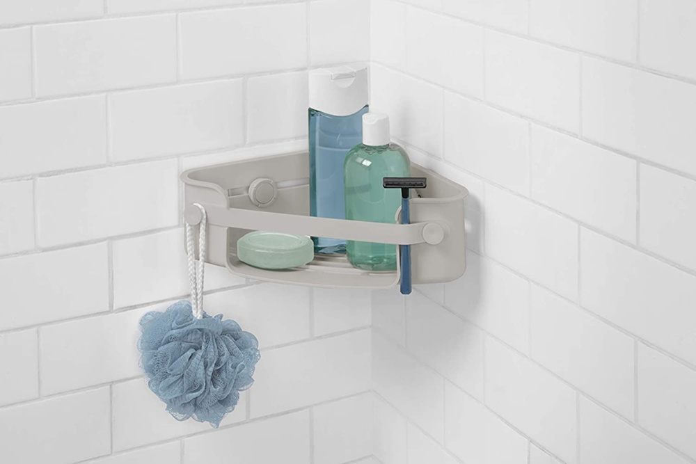 Corner shower basket with suction plug, FLEX GEL-LOCK, 19 x 30 x H 8 cm, Umbra, Grey in the group Storage / Bathroom storage / Bath and shower caddies at SmartaSaker.se (41326)