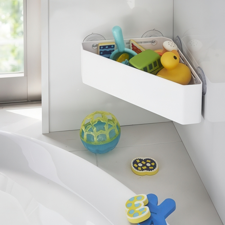 Corner shower basket with suction cups, TOWER, 22 x 27,5 x H 10 cm, Yamazaki, White in the group Storage / Bathroom storage / Bath and shower caddies at SmartaSaker.se (41327)