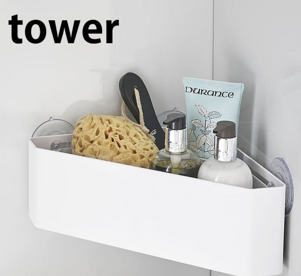 Corner shower basket with suction cups, TOWER, 22 x 27,5 x H 10 cm, Yamazaki, White in the group Storage / Bathroom storage / Bath and shower caddies at SmartaSaker.se (41327)