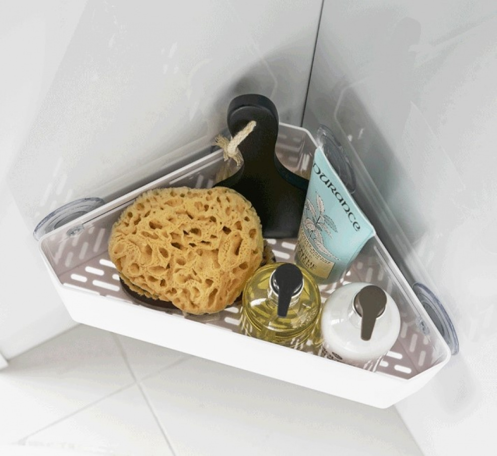 Corner shower basket with suction cups, TOWER, 22 x 27,5 x H 10 cm, Yamazaki, White in the group Storage / Bathroom storage / Bath and shower caddies at SmartaSaker.se (41327)