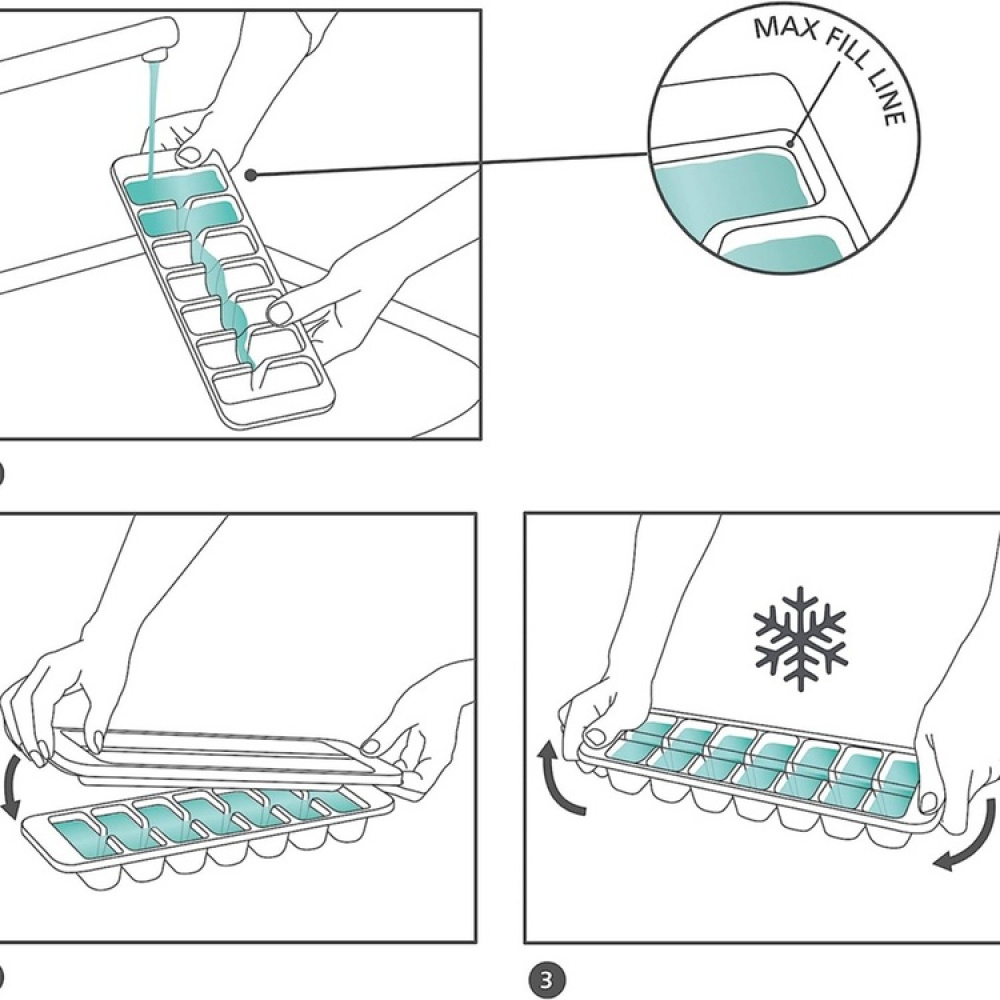 Stackable ice tray with lid, 14 cubes, FLOW EASY-FILL, Joseph Joseph, Turquoise in the group Storage / Kitchen storage at SmartaSaker.se (41331)