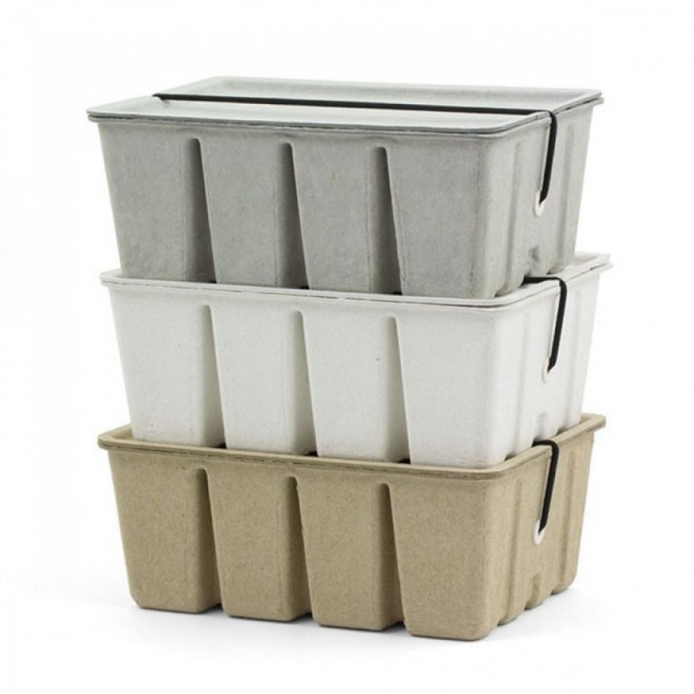 Box with lid, MIDORI PULP CASE, 12 x 16,7 x H 7 cm Beige in the group Storage / Storage boxes / Mini organizers / Boxes at SmartaSaker.se (41332)
