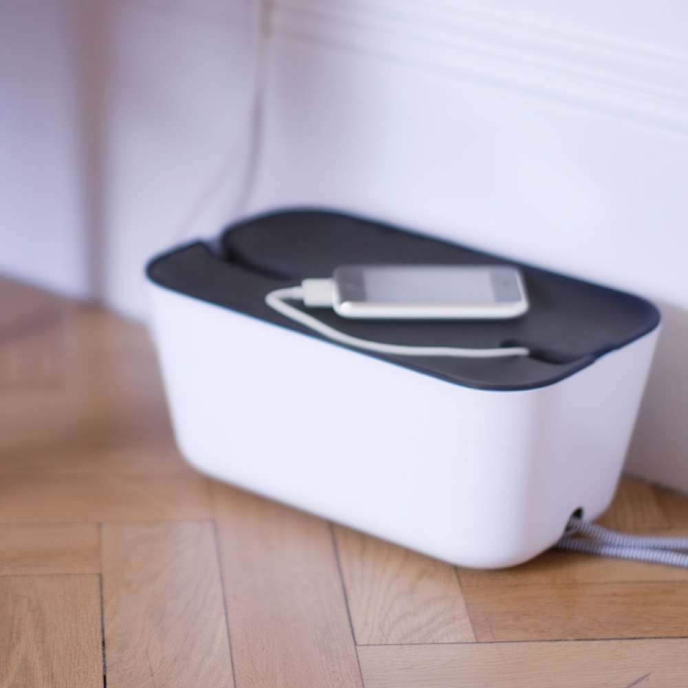 Cable organizer, BOSIGN, Medium, 30 x 18 x H 13,5 cm , White / Grey in the group Storage at SmartaSaker.se (41338)
