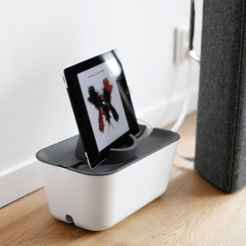 Cable organizer, BOSIGN, Medium, 30 x 18 x H 13,5 cm , White / Grey in the group Storage at SmartaSaker.se (41338)