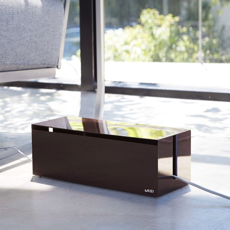 Cable organizer, WEB CABLE BOX, 40 x 15,5 x H 14,5 cm, Yamazaki, Dark Brown in the group Storage / Storage boxes at SmartaSaker.se (41342)