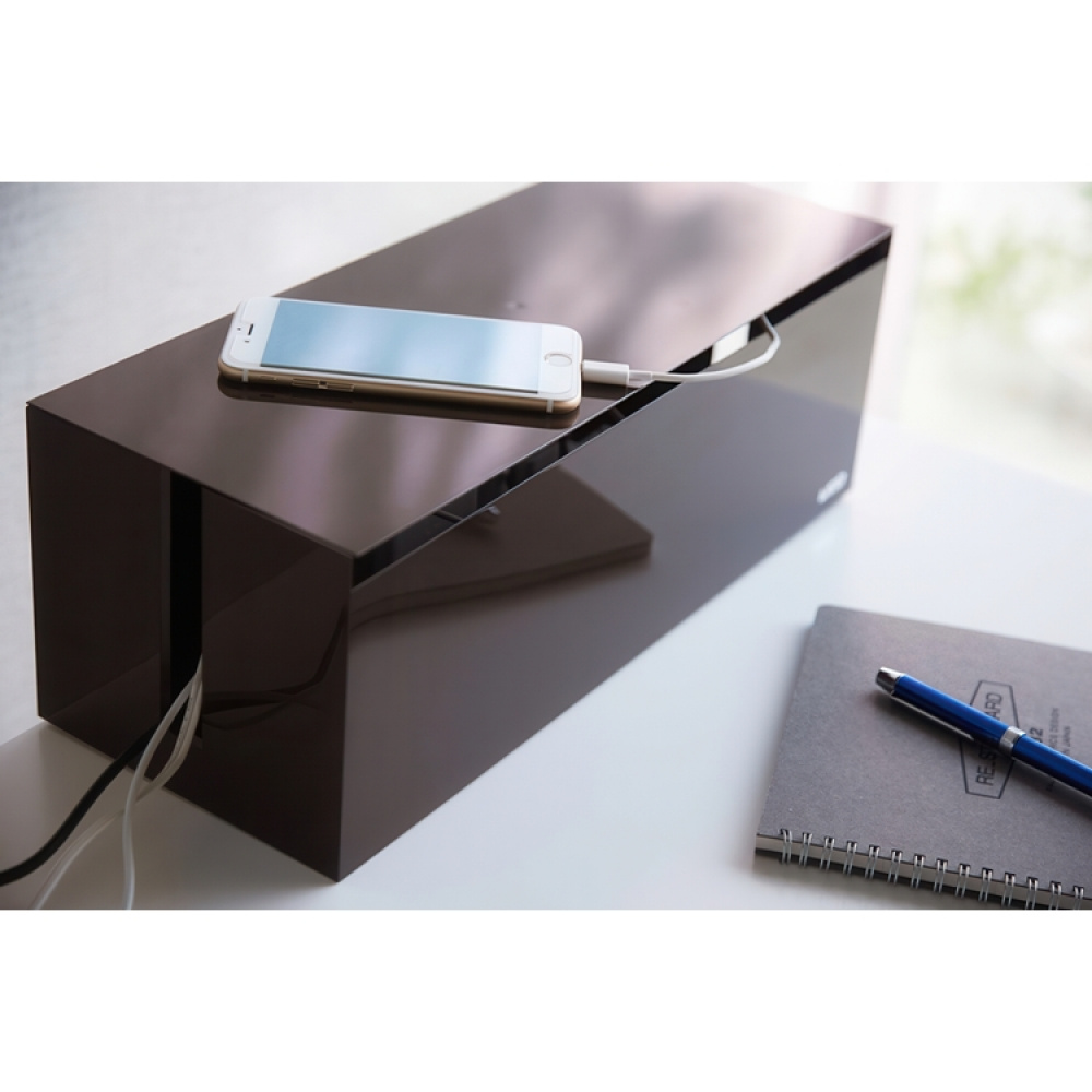 Cable organizer, WEB CABLE BOX, 40 x 15,5 x H 14,5 cm, Yamazaki, Dark Brown in the group Storage / Storage boxes at SmartaSaker.se (41342)
