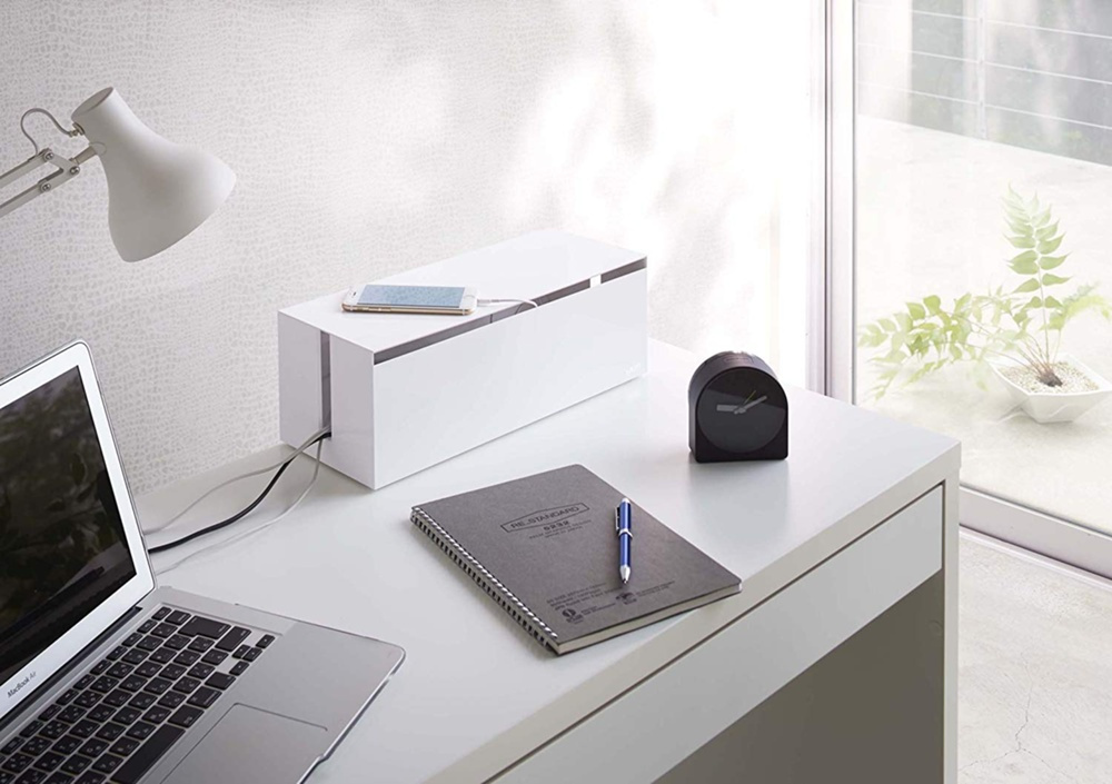 Cable organizer, WEB CABLE BOX,40 x 15,5 x H 14,5 cm, Yamazaki, White in the group Storage / Storage boxes at SmartaSaker.se (41343)