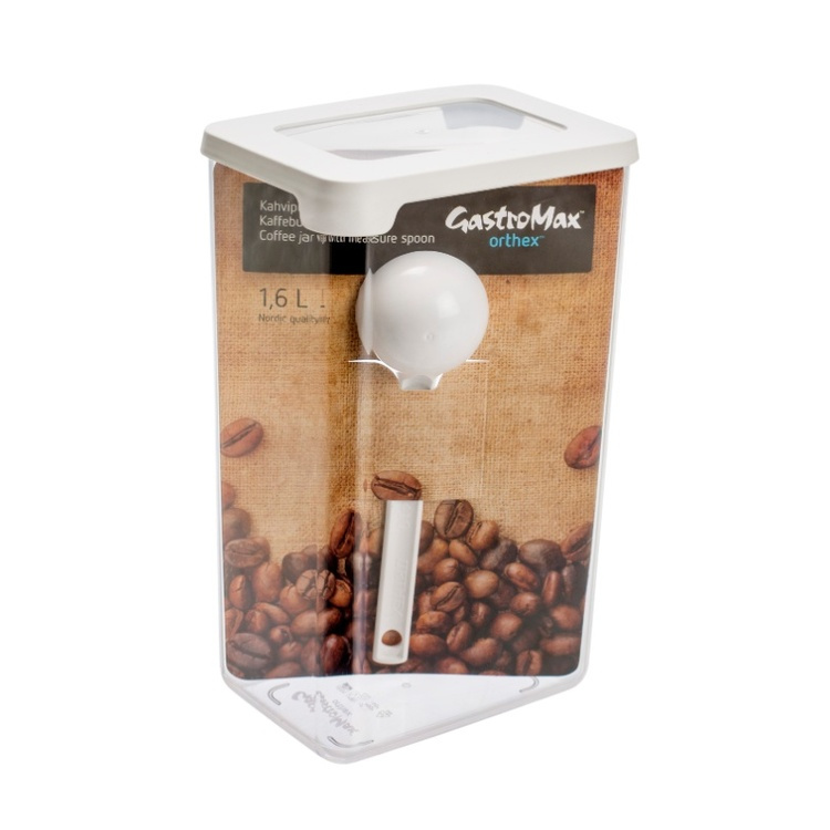 Coffee jar with measure spoon, Airtight, 1,6 L, VISION, Clear / White in the group Storage / Kitchen storage / Storage jars / SmartStore storage jars at SmartaSaker.se (41345)