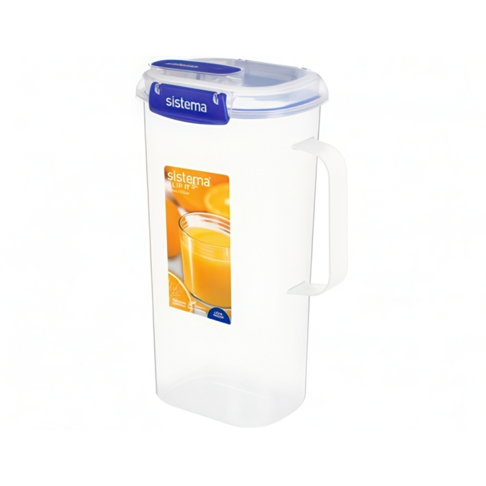 Jug with lid, 2 L, KLIP IT PLUS JUICE, Clear / Blue in the group Storage / Kitchen storage / Storage jars / Sistema storage jars at SmartaSaker.se (41347)