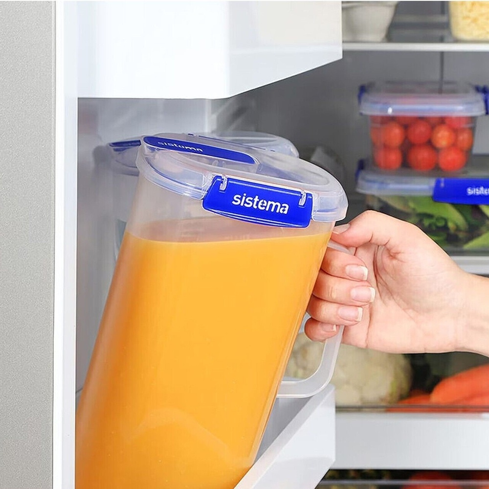 Jug with lid, 2 L, KLIP IT PLUS JUICE, Clear / Blue in the group Storage / Kitchen storage / Storage bins and jars / Sistema at SmartaSaker.se (41347)