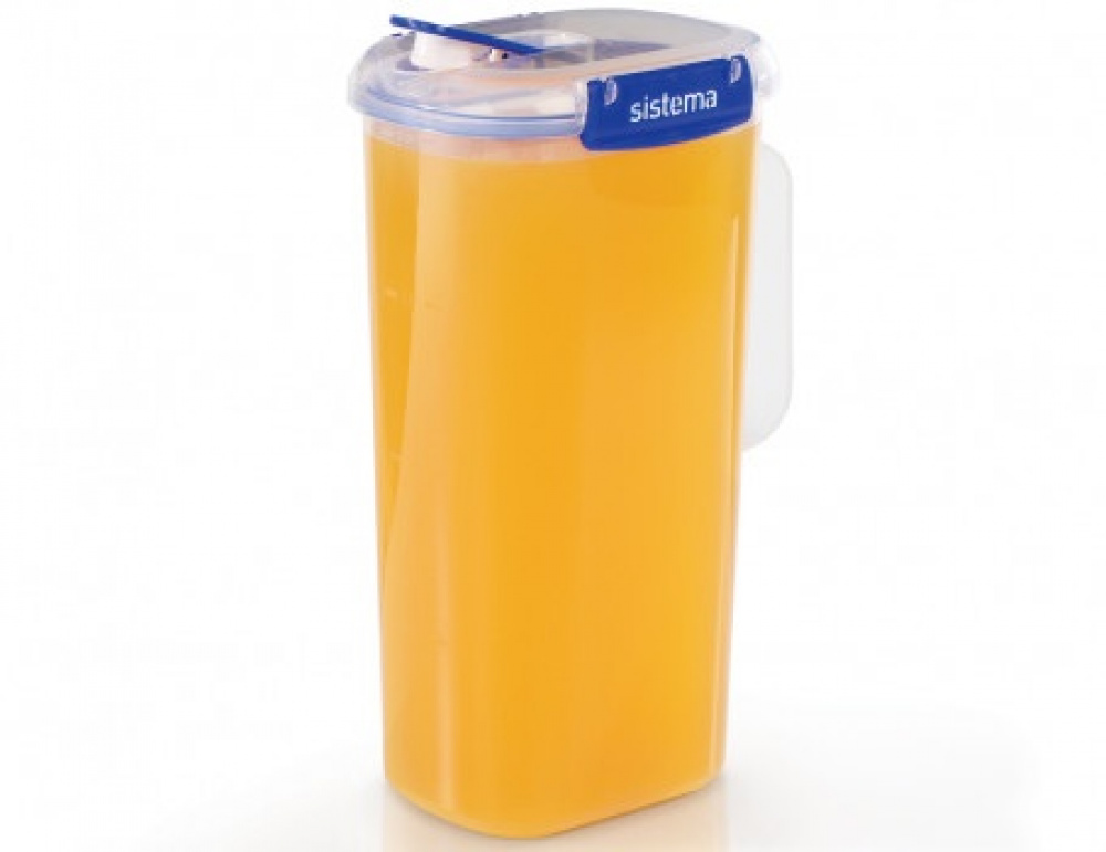 Jug with lid, 2 L, KLIP IT PLUS JUICE, Clear / Blue in the group Storage / Kitchen storage / Storage bins and jars / Sistema at SmartaSaker.se (41347)