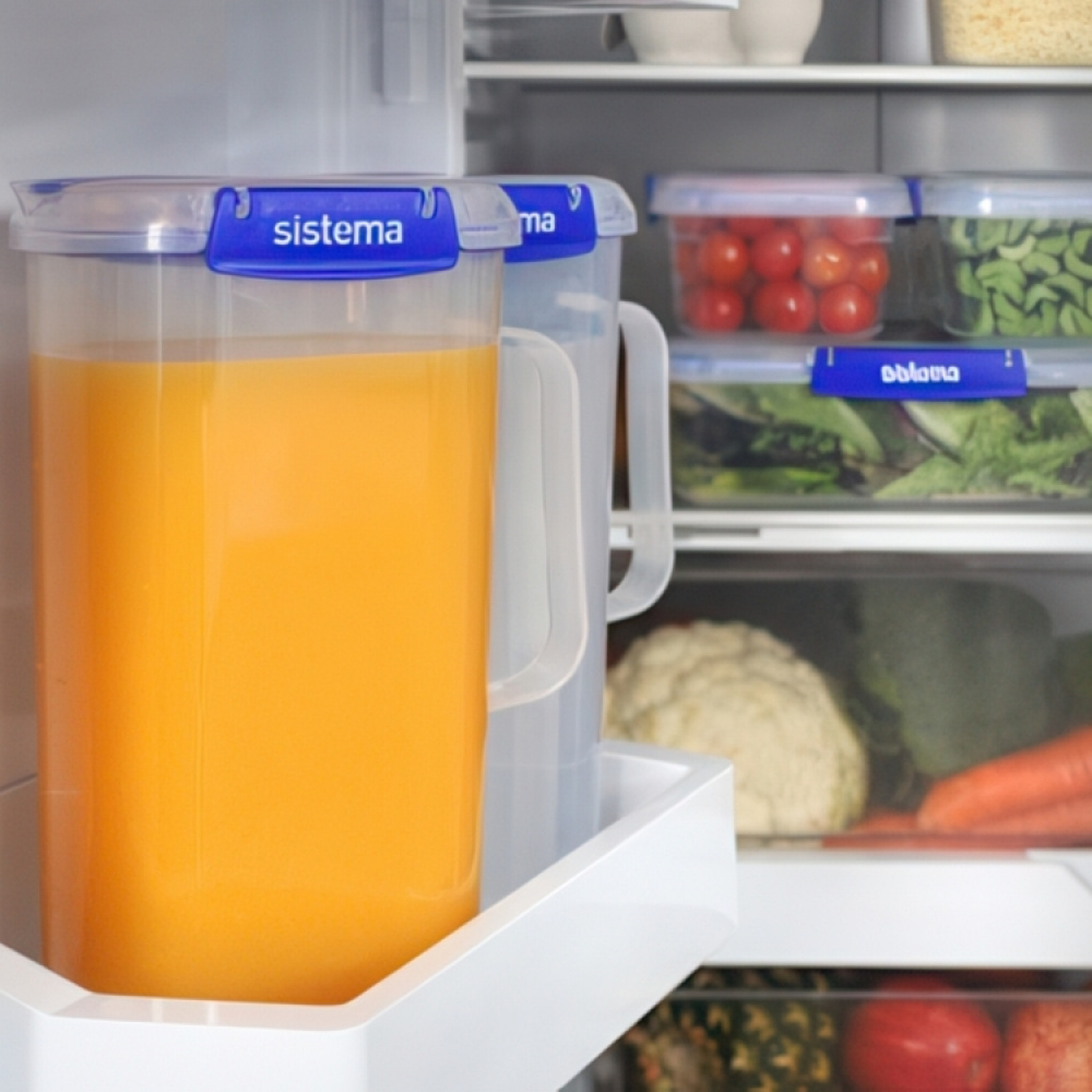 Jug with lid, 2 L, KLIP IT PLUS JUICE, Clear / Blue in the group Storage / Kitchen storage / Storage jars / Sistema storage jars at SmartaSaker.se (41347)