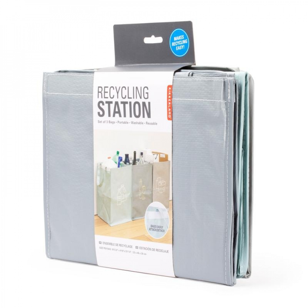 Bags for recycling, Set of 3, RECYCLING STATION, 32 x 30 x H 46 cm, Mix in the group Storage / Cleaning and waste sorting / Waste sorting at SmartaSaker.se (41354)