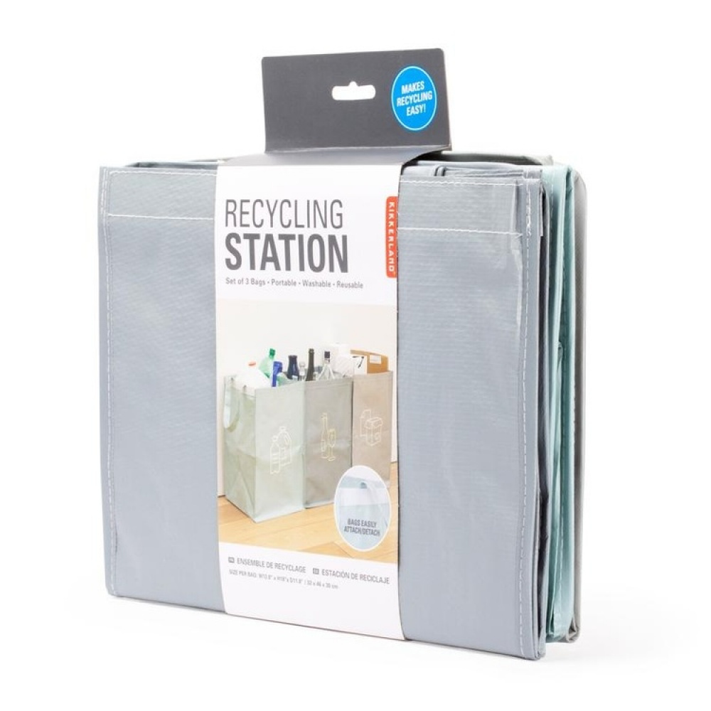 Bags for recycling, Set of 3, RECYCLING STATION, 32 x 30 x H 46 cm, Mix in the group Storage / Cleaning and waste sorting / Waste sorting at SmartaSaker.se (41354)