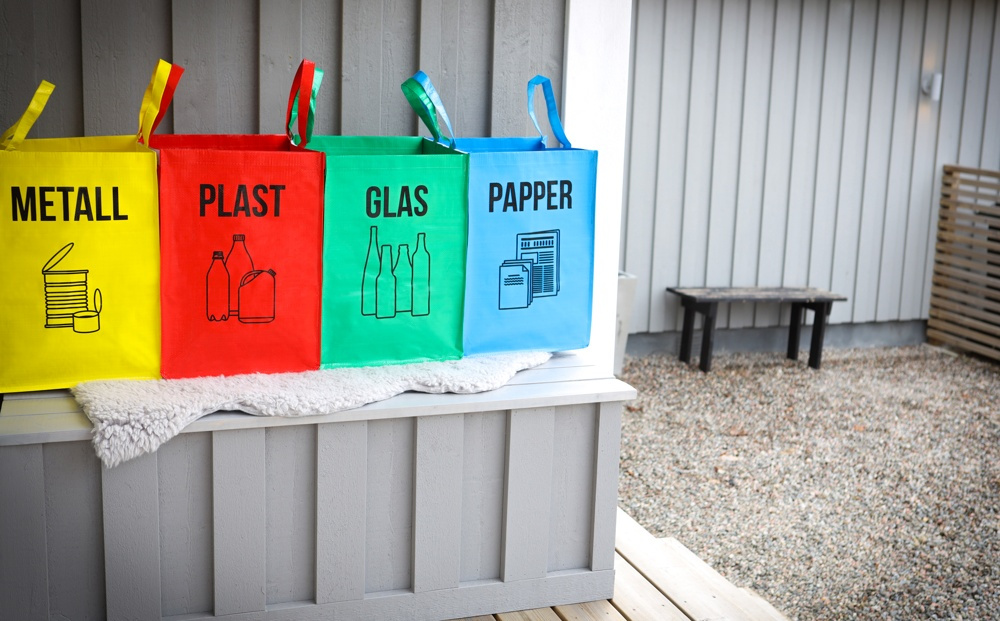 Bags for recycling, Set of 4, RETURKASSAR, 31 x 31 x H 44 cm, Assorted in the group Storage / Cleaning and waste sorting / Waste sorting at SmartaSaker.se (41355)