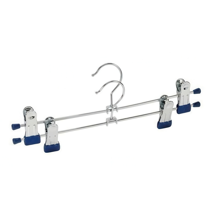 Classic Hangers for skirts or trousers, Set of 2, BLUE MEDIUM CLAMP HANGERS, 30 cm, Silver / Blue in the group Storage / Wardrobe storage / Hangers and hooks at SmartaSaker.se (41361)