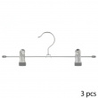 Classic Hanger for skirts, 3 hangers, Metal, CINTRES CLIP HANGERS, 30 cm, Silver / light grey Classic Hanger for skirts, 3 hangers, Metal, CINTRES CLIP HANGERS, 30 cm, Silver / light grey