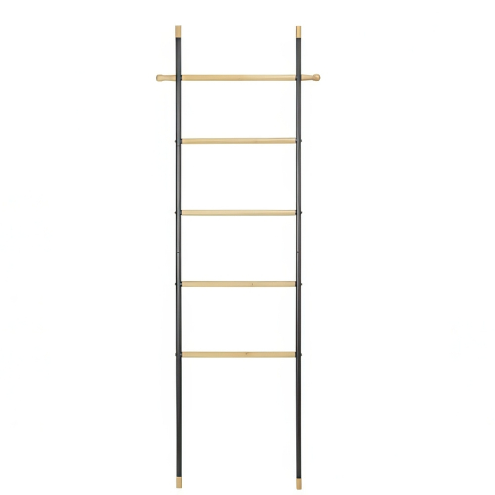 Clothes rack in metal, and bamboo, LOFT LEANING LADDER HANGER, 57 x H 162 cm, Black in the group Storage / Bedroom storage / Clothes racks at SmartaSaker.se (41378)