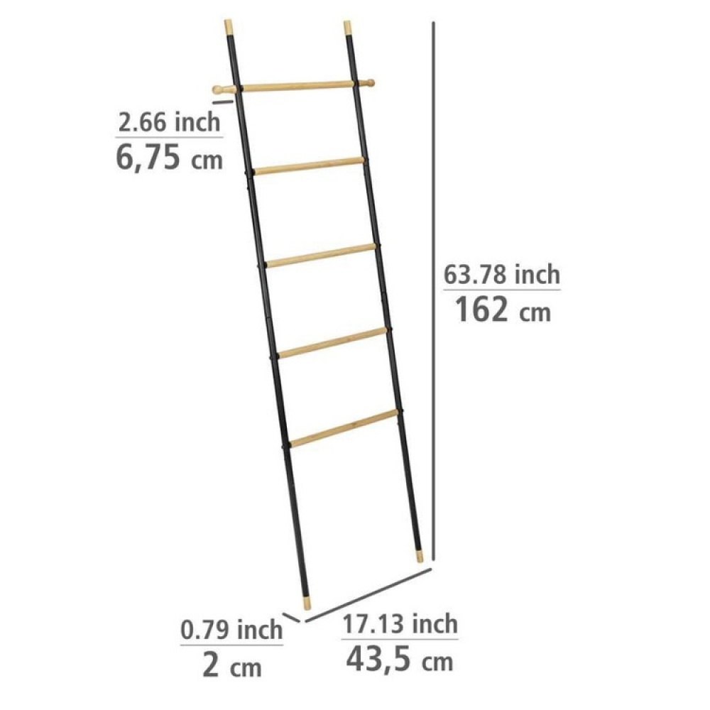 Clothes rack in metal, and bamboo, LOFT LEANING LADDER HANGER, 57 x H 162 cm, Black in the group Storage / Bedroom storage / Clothes racks at SmartaSaker.se (41378)