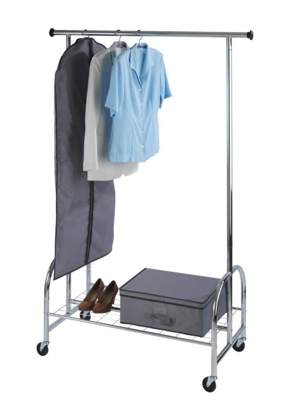 Mobile clothes rack with wheels, PROFI, 121 x 52 x H 185 cm, Silver in the group Storage / Bedroom storage / Clothes racks at SmartaSaker.se (41383)