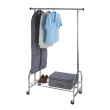Mobile clothes rack with wheels, PROFI, 121 x 52 x H 185 cm, Silver Mobile clothes rack with wheels, PROFI, 121 x 52 x H 185 cm, Silver