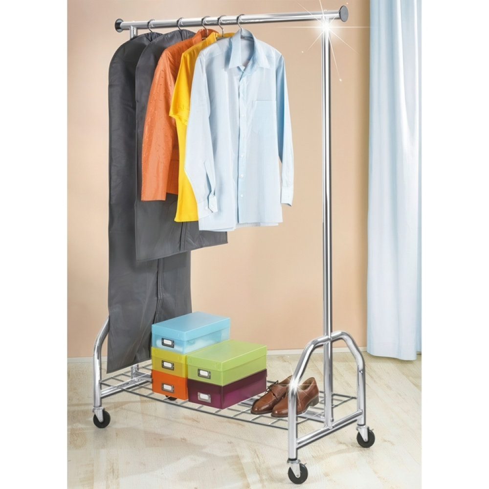 Mobile clothes rack with wheels, PROFI, 121 x 52 x H 185 cm, Silver in the group Storage / Bedroom storage / Clothes racks at SmartaSaker.se (41383)