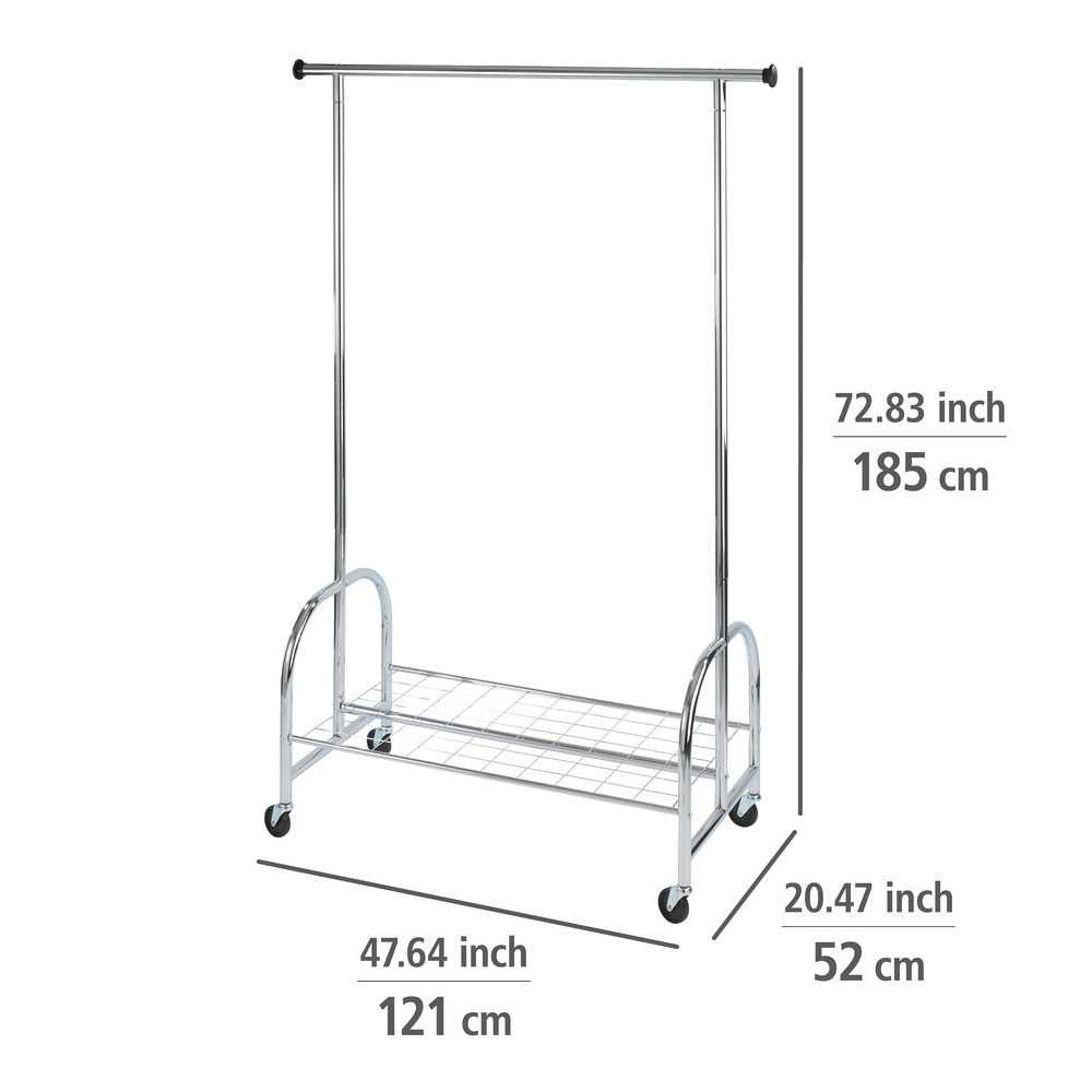 Mobile clothes rack with wheels, PROFI, 121 x 52 x H 185 cm, Silver in the group Storage / Bedroom storage / Clothes racks at SmartaSaker.se (41383)
