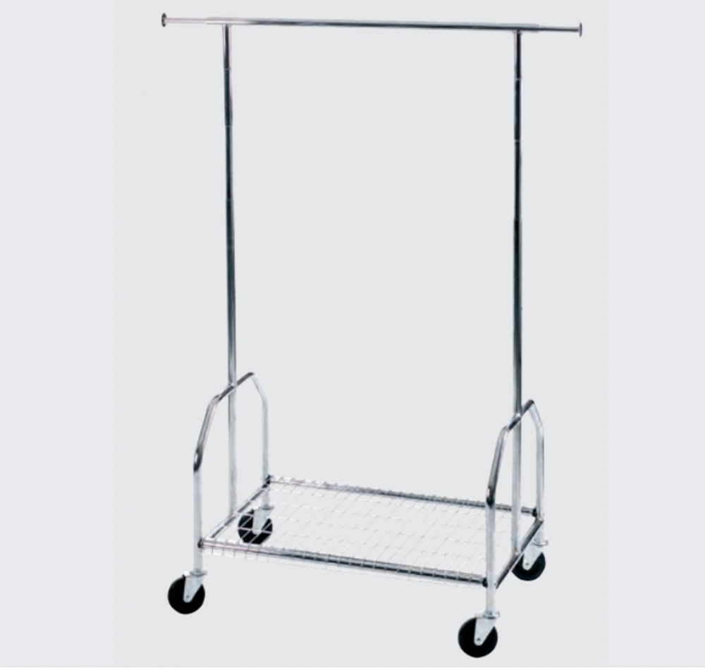 Mobile clothes rack with solid wheels, ALBERT, 90 x H 130-170 cm, Silver in the group Storage / Bedroom storage at SmartaSaker.se (41386)