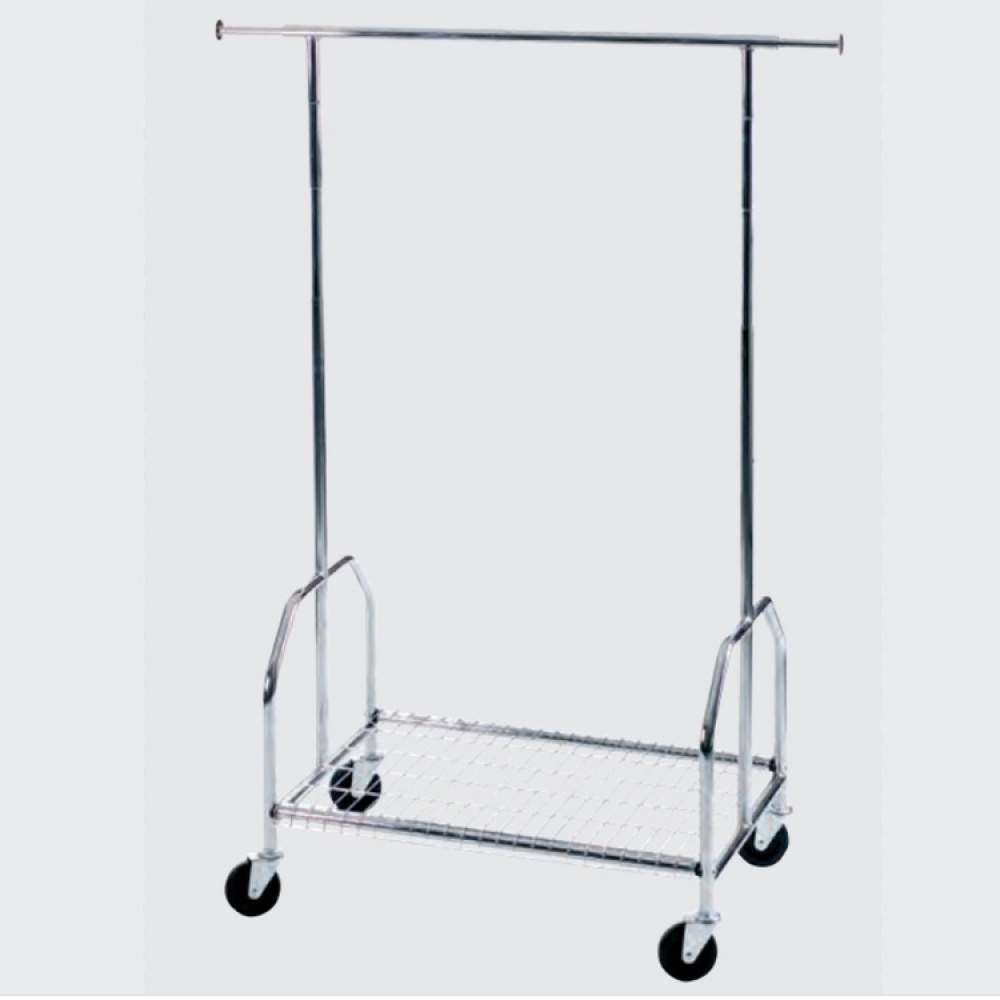 Mobile clothes rack with solid wheels, ALBERT, 90 x H 130-170 cm, Silver in the group Storage / Bedroom storage at SmartaSaker.se (41386)