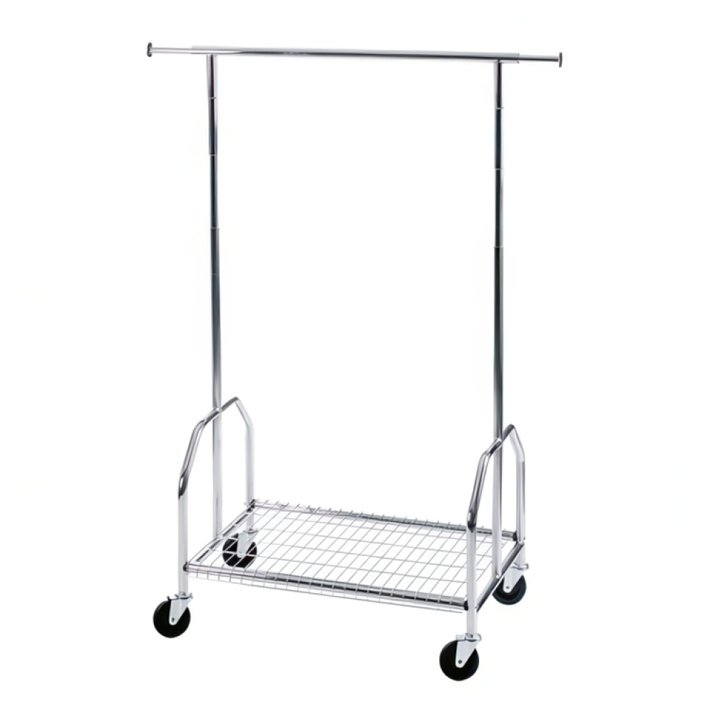 Mobile clothes rack with solid wheels, ALBERT, 90 x H 130-170 cm, Silver in the group Storage / Bedroom storage at SmartaSaker.se (41386)